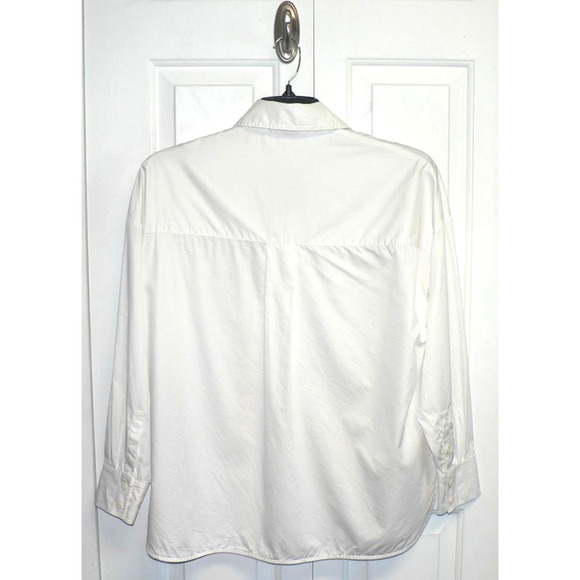 Tibi Womens Eco Poplin Button Front Collared Asymmetrical Shirt in White XS $395 - Picture 5 of 5